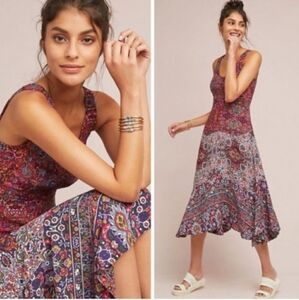 Maeve by Anthropologie Violette Bohemian Handkerchief Hem Floral Paisley…